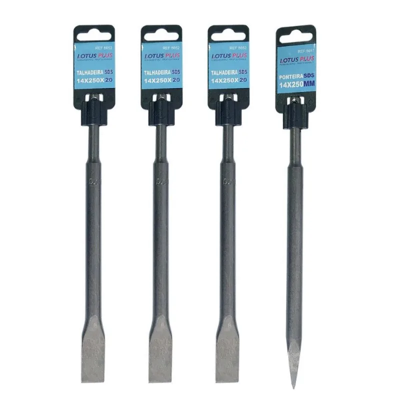 Kit 3 Talhadeira Mais Ponteira 250mm Sds Plus Para Martelete