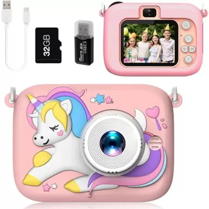 Mini Câmera Infantil Digital Unicornio Fotografia Criança