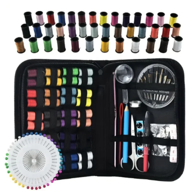 Kit Costura 128 Itens Agulhas Alfinete Fios Botao Descosedor