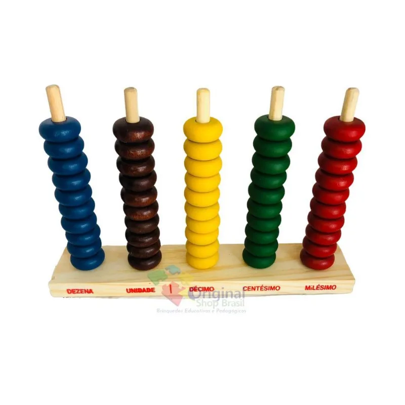 Brinquedos Educativos - Ábaco Aberto 50 Argolas Em Madeira