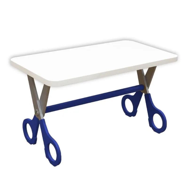 Mesa Escrivaninha Infantil Com Pés Tesoura Para Atividades Cor: azul