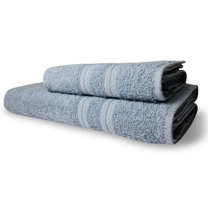 Kit 2 Toalhas Itália Soft 1 Banho 1 Rosto Grossa 100% Algodão 430g/m² - Azul