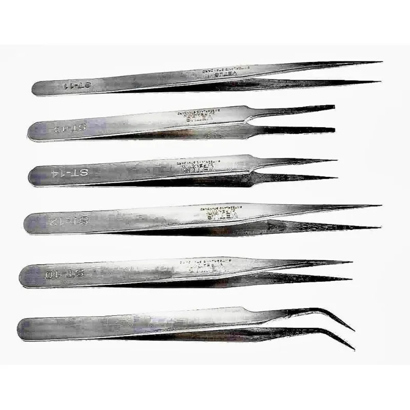 Pinça Ferramenta Relojoeiro Aço Inox Kit 6 Peças