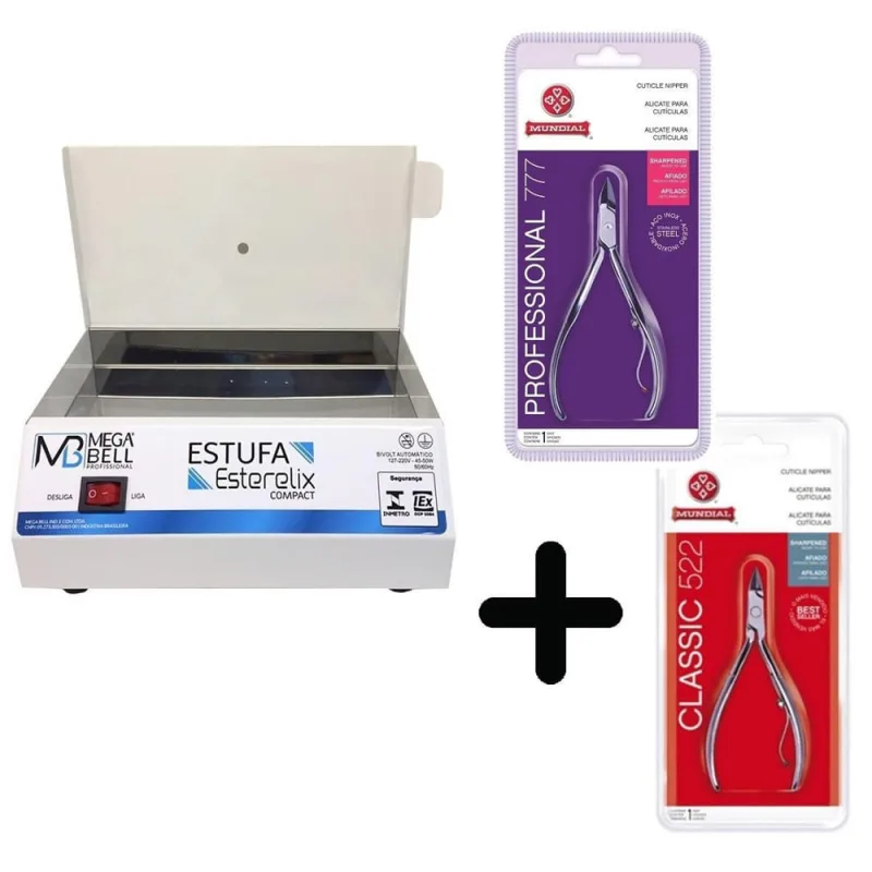 Estufa Manicure Esterilizador Mega Bell + 2 Alicates Mundial - Não Disponível - Agro, Indústria E Comércio