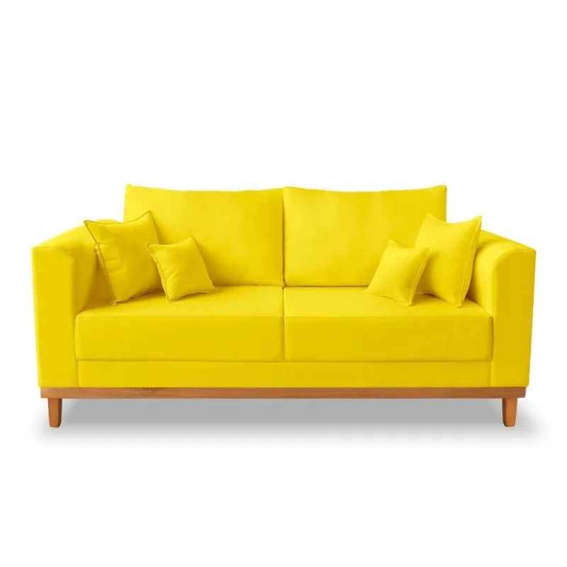 Sofá Viena Beny 3 Lugares Suede Amarelo - OUTRAS - Móveis