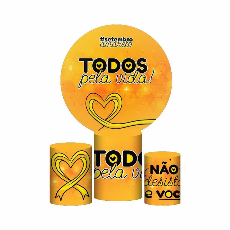 Trio Capa Cilindro + Painel Redondo 3D Setembro Amarelo
