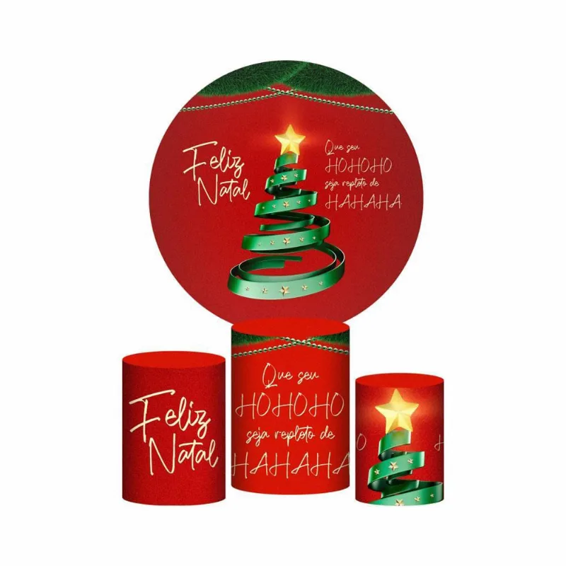 Trio Capa Cilindro + Painel Redondo 3D Natal 1,50M Veste