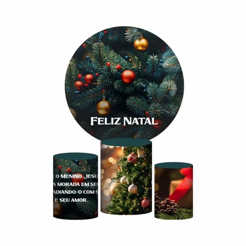 Trio Capa Cilindro + Painel Redondo 3D Natal 1,50M Veste
