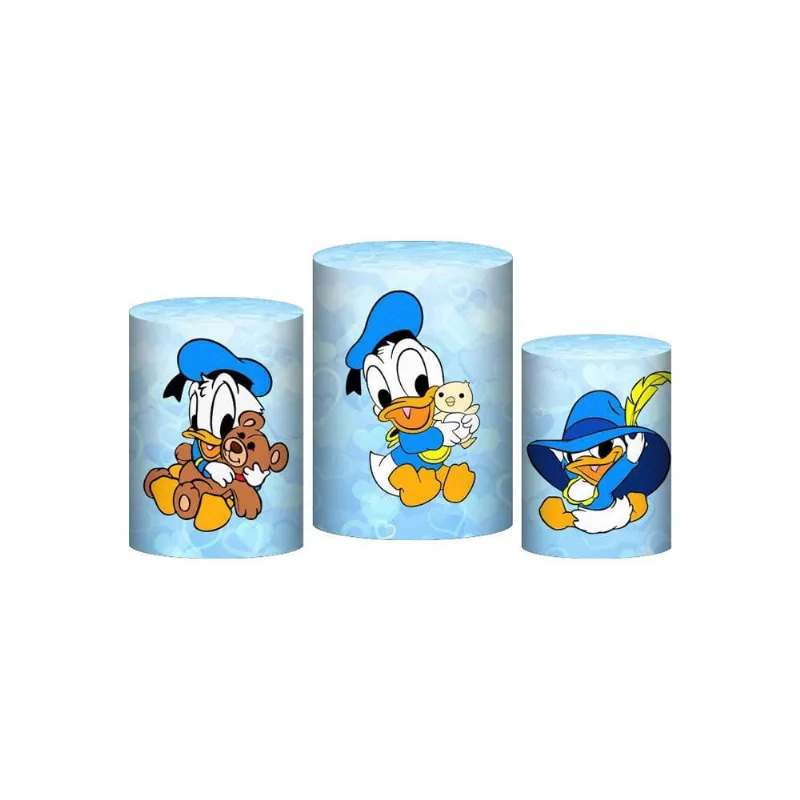 Trio Capa Cilindro Pato Donald 3D Em Tecido Com Elástico