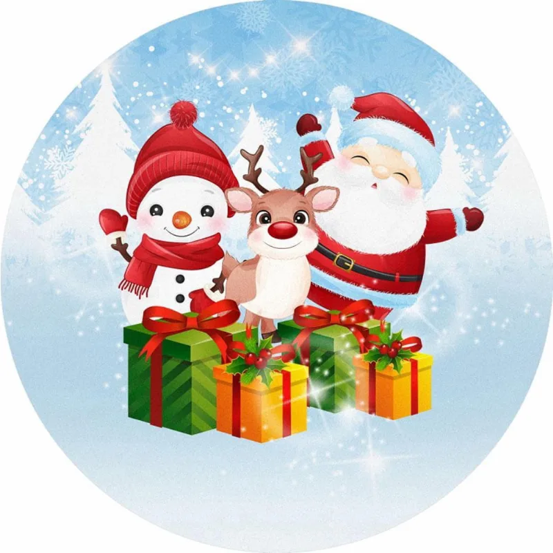 Painel Redondo 3D Natal Tecido Sublimado 1,50M X 1,50M