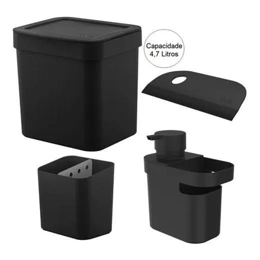 Kit Pia Lixeira Porta Detergente Escorredor Talheres Rodinho - Não Disponível - Utilidades Domesticas