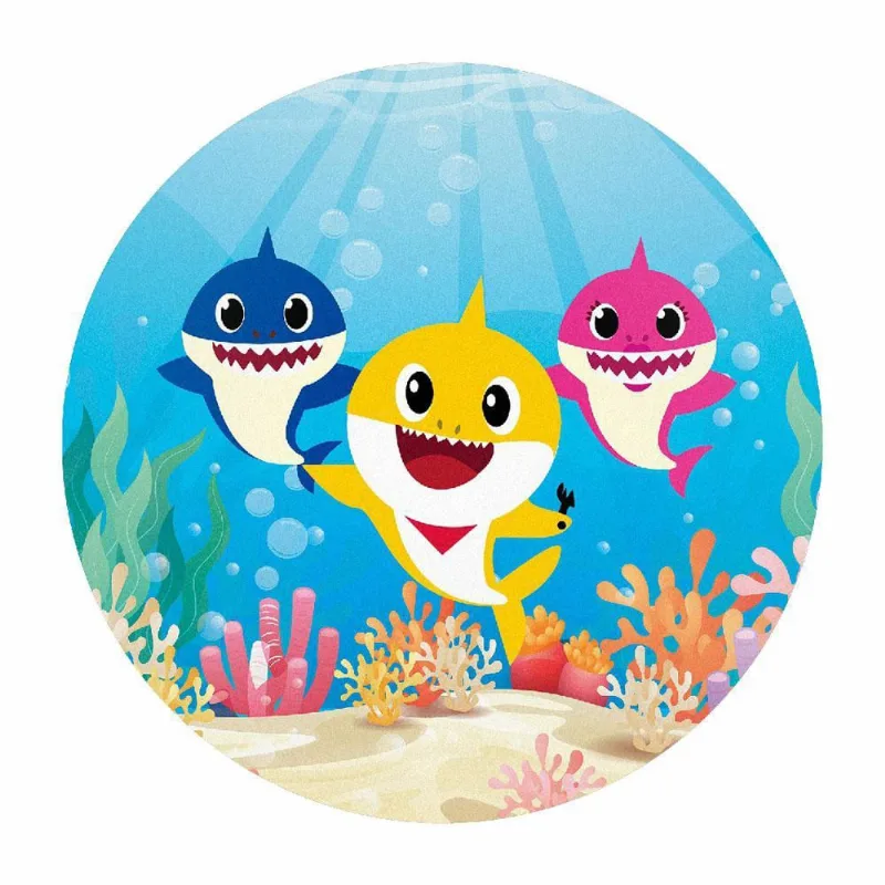 Painel Redondo 3D Baby Shark Tecido Sublimado 1,50M X 1,50M