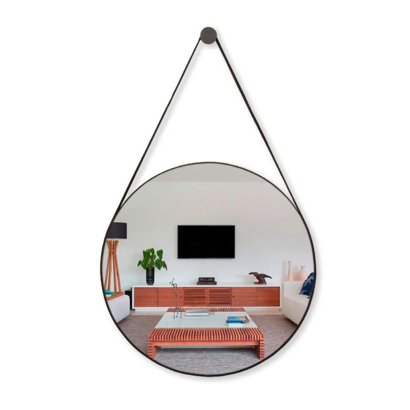 Espelho Redondo Adnet 40Cm Com Alça + Suporte