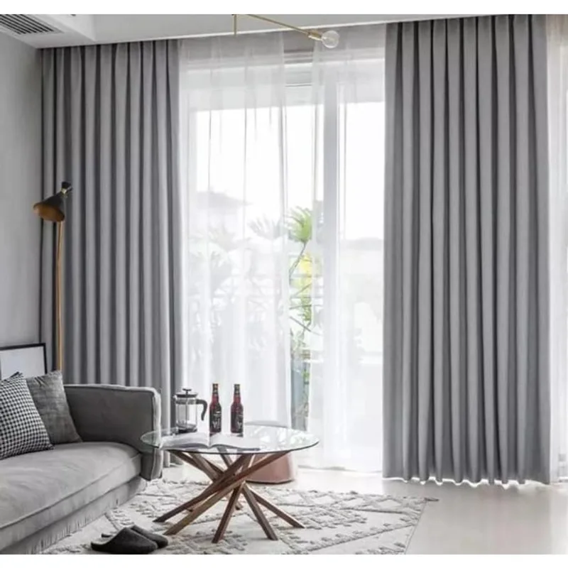 Cortina Blackout 4,00 X 2,50 Trilho Suiço Em Tecido Cinza