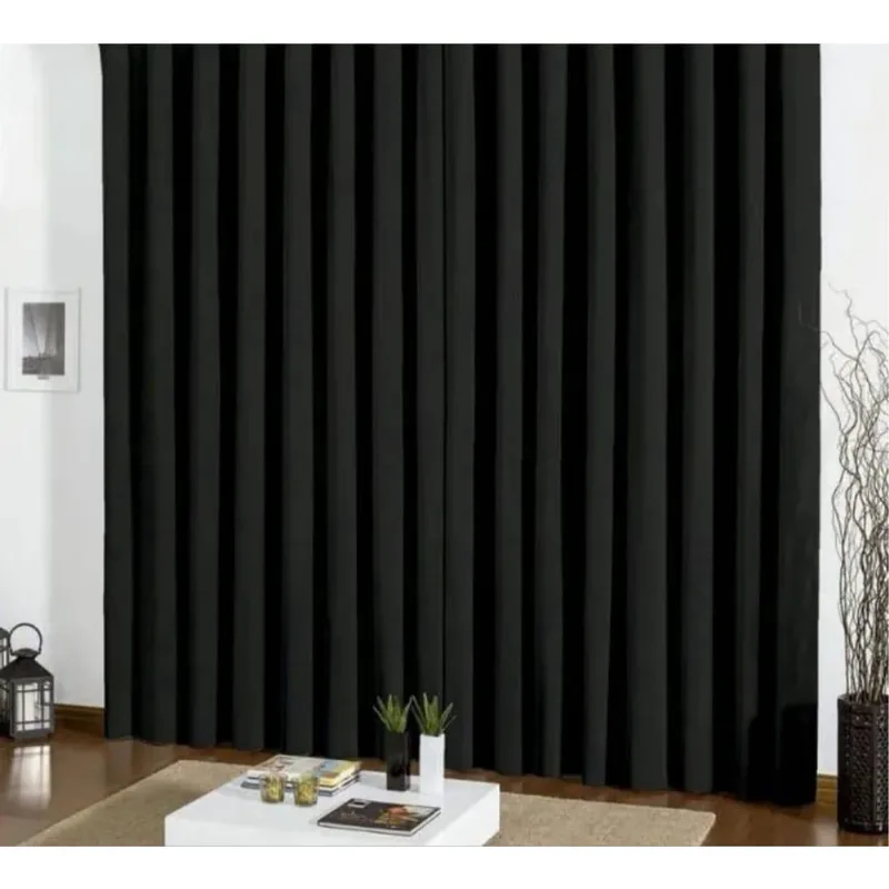 Cortina Blackout 6,00 X 2,50 Trilho Suiço Em Tecido Preta