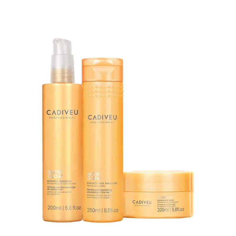 Kit Cadiveu Professional Nutri Glow Booster Shampoo Máscara e Pré-Shampoo (3 produtos) - Cadiveu - Cabelos