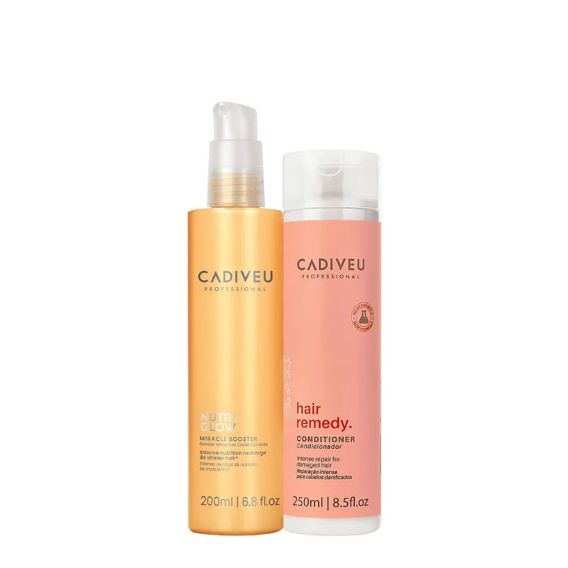 Kit Cadiveu Essentials Hair Remedy Shampoo e Nutri Glow Booster (2 produtos) - Cadiveu - Cabelos