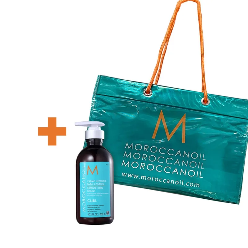 Kit Moroccanoil Intense Curl Cream Leave-In e Bolsa de Praia (2 produtos)