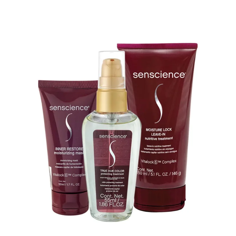 Kit Senscience Inner Restore Máscara True Hue Óleo Moisture Leave-in (3 produtos)
