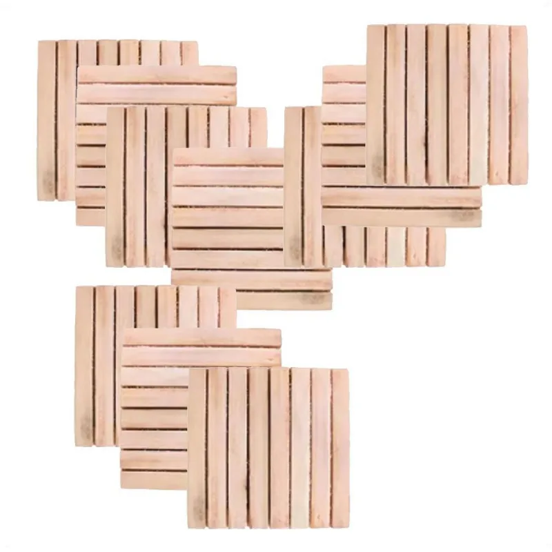 Kit 10 Deck Madeira Modular 35x35 Natural Área Int E Ext