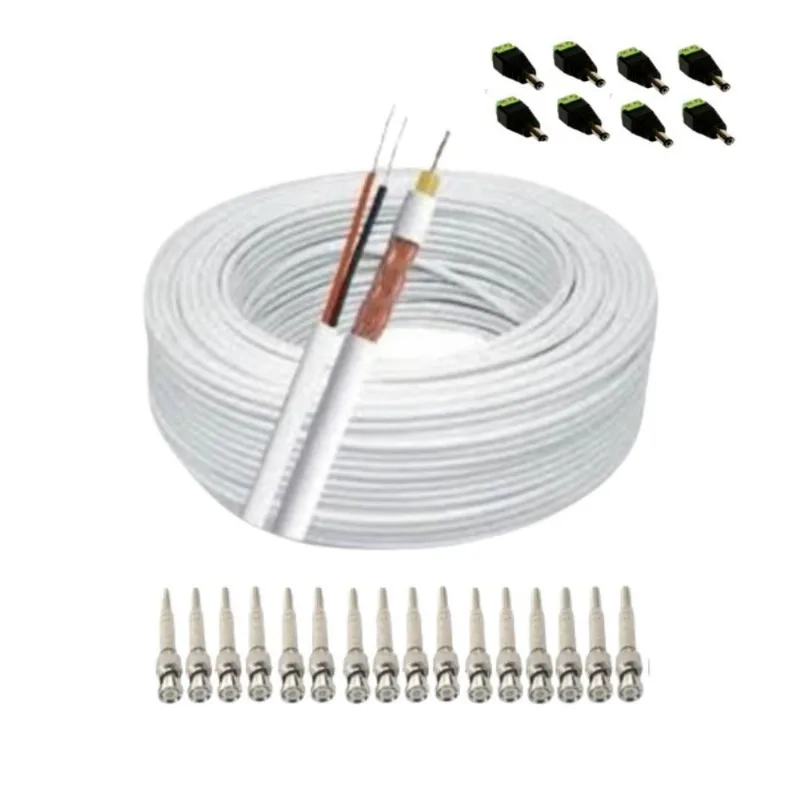 Kit Instalação 8 Câmeras Segurança Conectores E Cabocftv