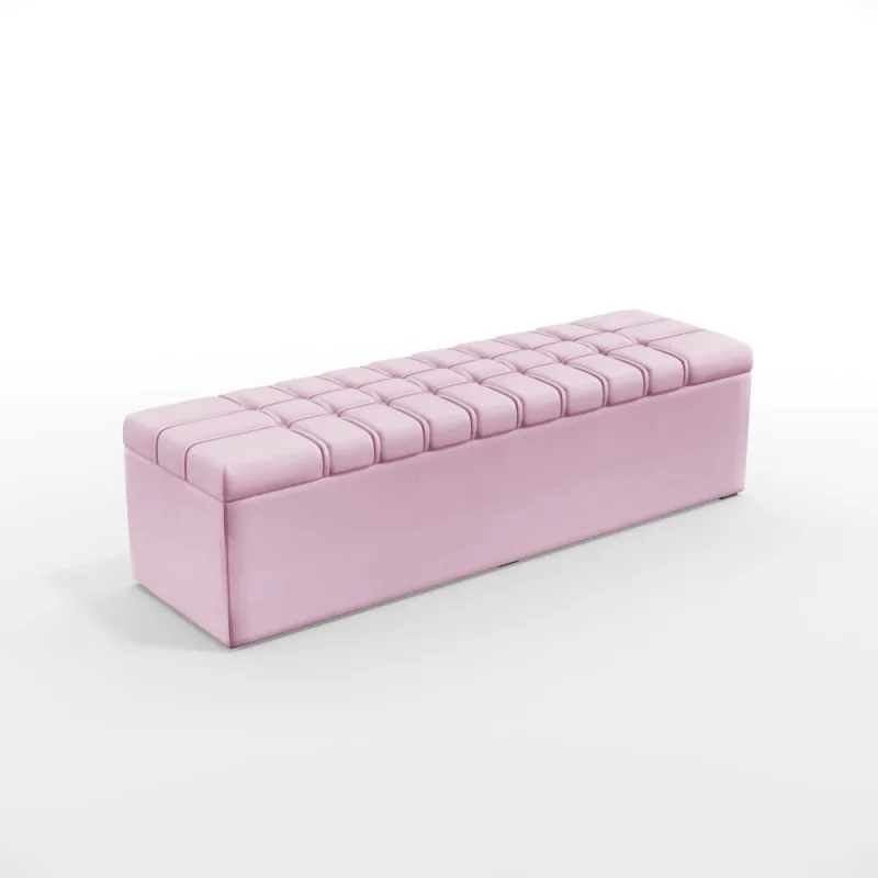 Calçadeira Alpha 160 Queen Z-021 Sued Rosa Bebê Aradecor - Não Disponível - Móveis