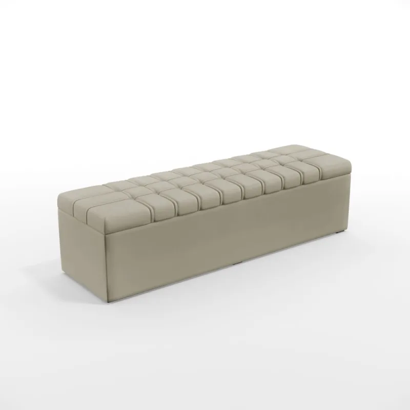 Calçadeira Alpha 195 King A-017 Couro Artificial Bege Aradecor - Não Disponível - Móveis