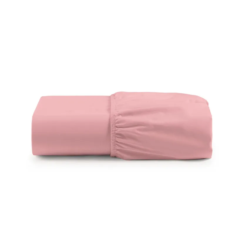 Lençol de Baixo Casal Queen Avulso Com Elástico Luiza Algodão Percal 180 Fios - Rosa