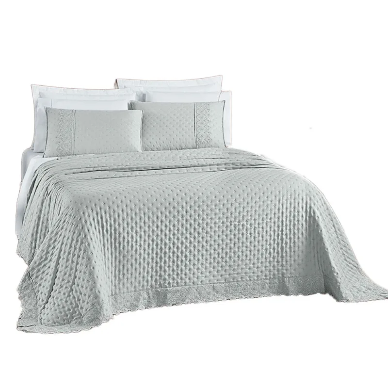 Kit Cobre Leito Colcha Nobre Casal King 3 Peças Micropercal 200 Fios Matelado - Cinza Geada