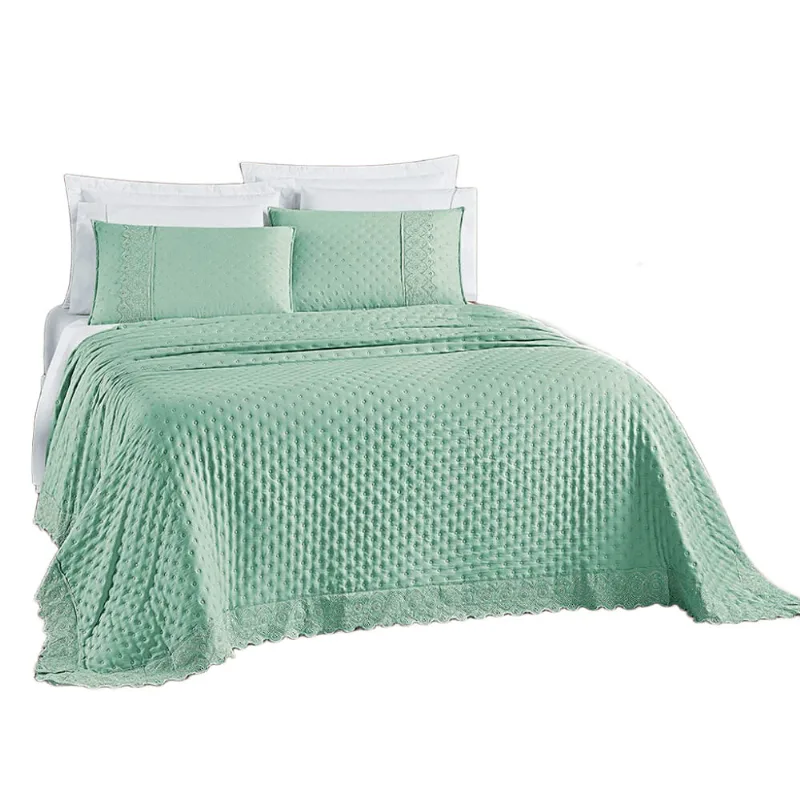 Kit Cobre Leito Colcha Nobre Casal King 3 Peças Micropercal 200 Fios Matelado - Verde Salvia