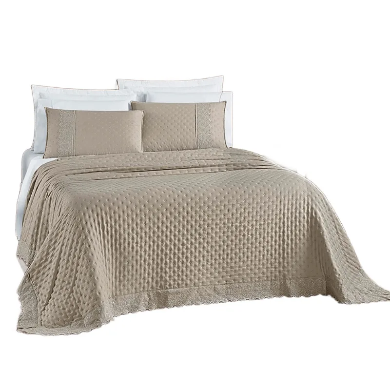 Kit Cobre Leito Colcha Nobre Casal King 3 Peças Micropercal 200 Fios Matelado - Taupe