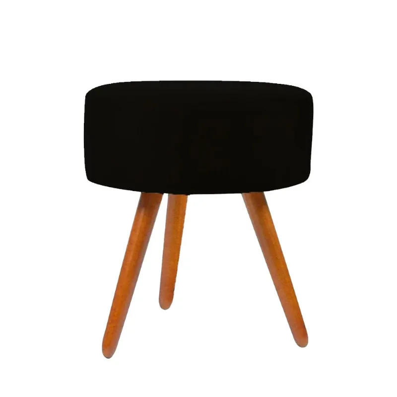 Puff Para Sala Redondo Pés Palito Suede Oferta Balaqui Decor
