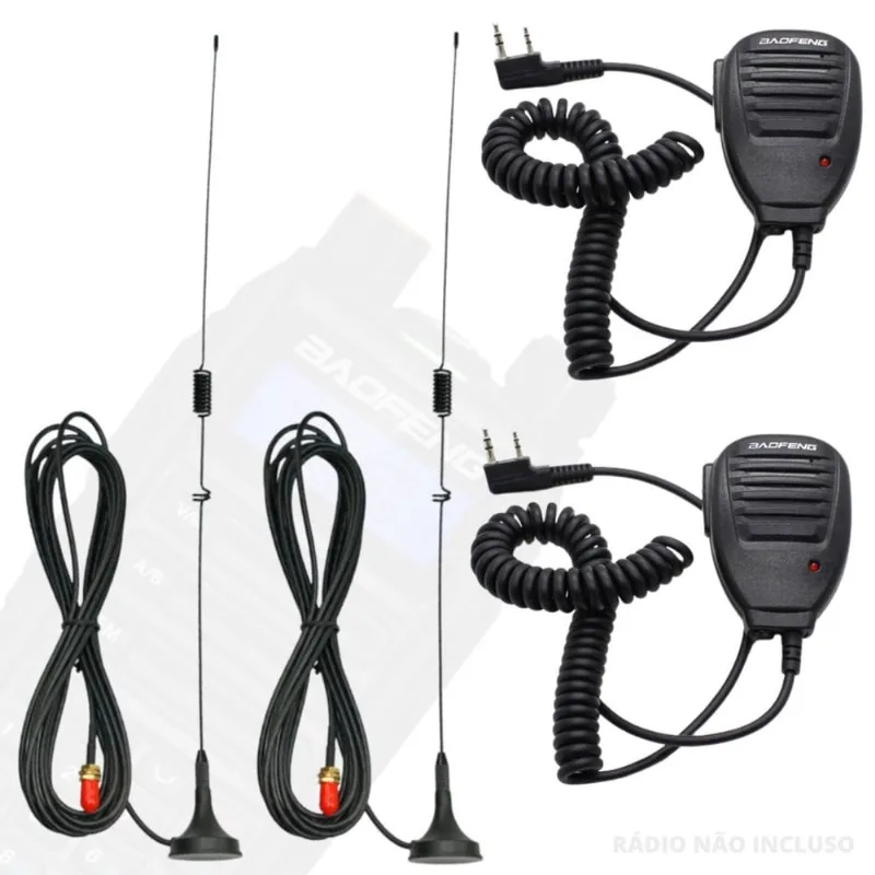 2 Antena T106 Ut Externa Com Ptt Mike Para Radinho Uv-16 Plus