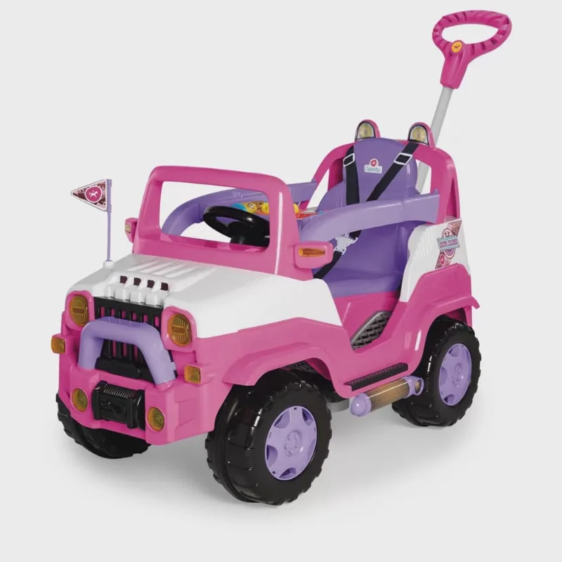 Carrinho Infantil 2 em 1 Passeio e Pedal Com Empurrador Diipi Calesita Rosa