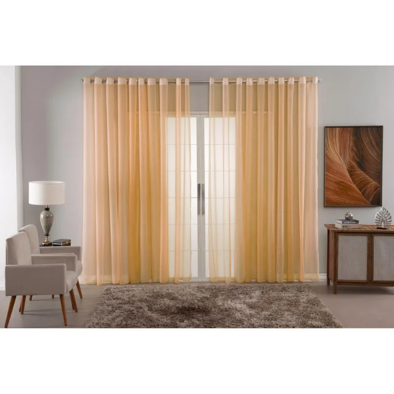 Cortina Voal Liso Delicate Quarto Sala Transparente 600X2,20