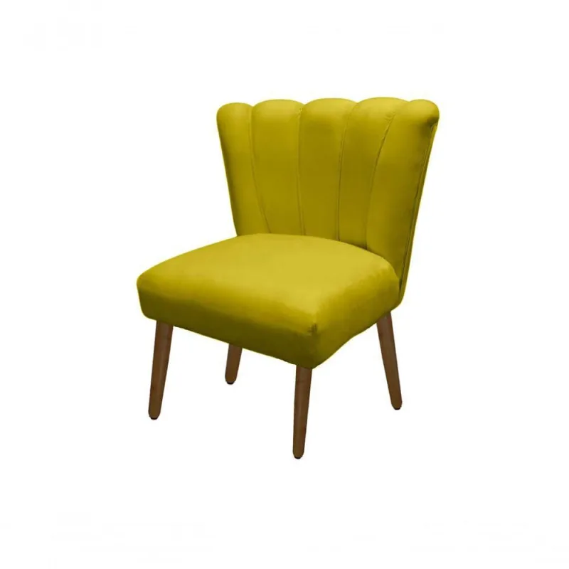 Cadeira Pétala Flor Para Sala De Estar Penteadeira Salão Suede Amarelo - OUTRAS - Móveis