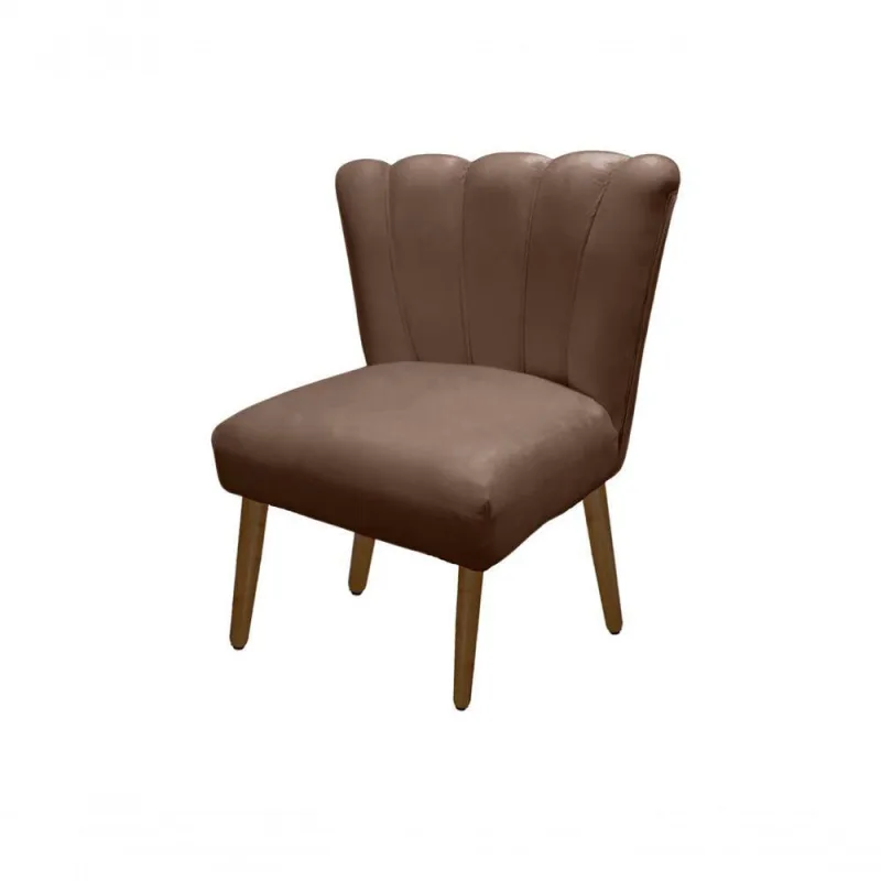 Cadeira Pétala Flor Para Sala De Estar Penteadeira Salão Suede Cappuccino - OUTRAS - Móveis