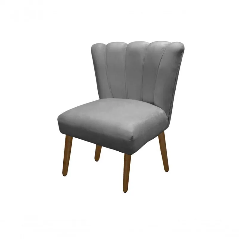 Cadeira Pétala Flor Para Sala De Estar Penteadeira Salão Suede Cinza Claro - OUTRAS - Móveis