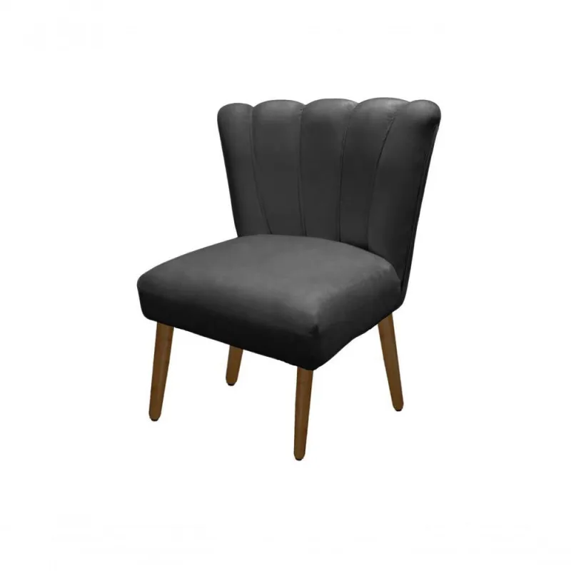 Cadeira Pétala Flor Para Sala De Estar Penteadeira Salão Suede Cinza Escuro - OUTRAS - Móveis