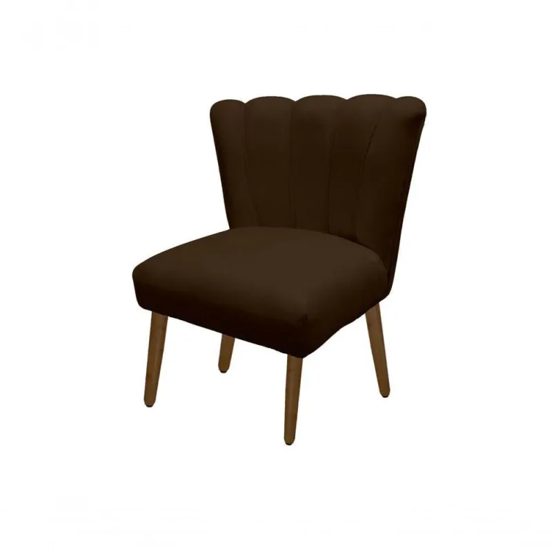 Cadeira Pétala Flor Para Sala De Estar Penteadeira Salão Suede Marrom - OUTRAS - Móveis