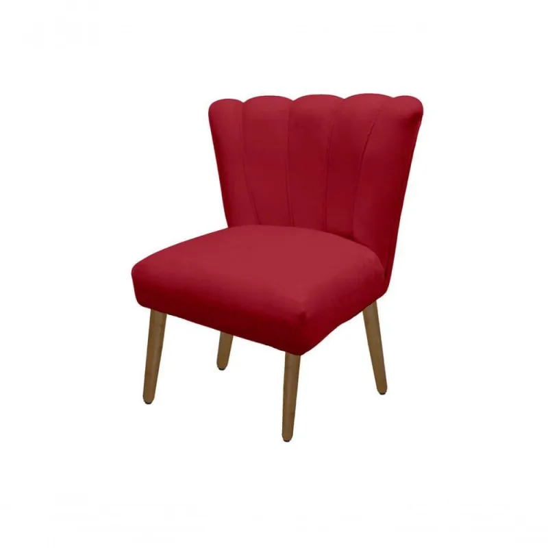 Cadeira Pétala Flor Para Sala De Estar Penteadeira Salão Suede Vermelho - OUTRAS - Móveis