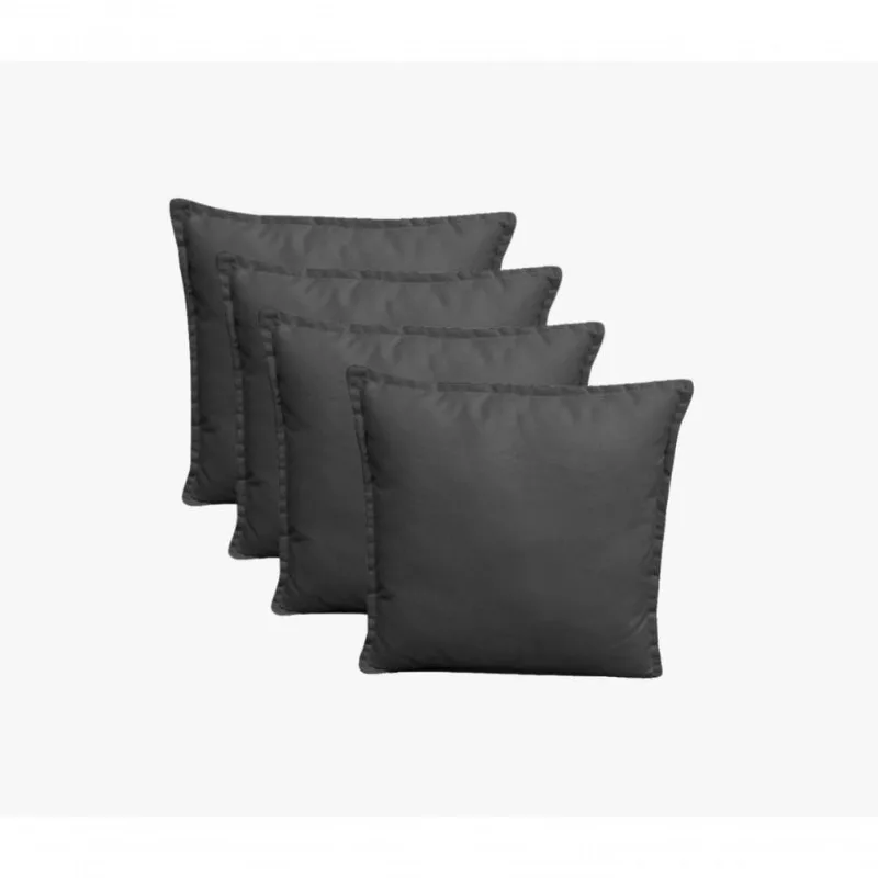 Kit 4 Almofadas Decorativas Cheias Com Ziper Suede Cinza Escuro