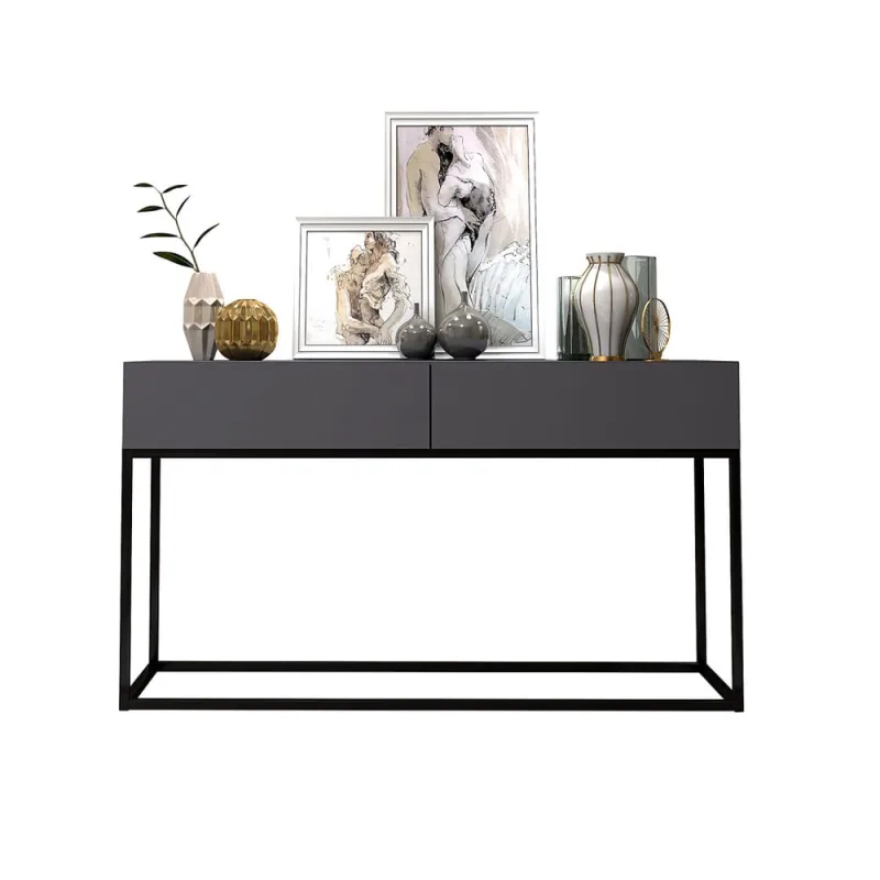 Buffet Para Cozinha Eros 1,10mt Cantinho do Café Bebedor e Cafeteira 2 Gavetas Estilo Industrial Moderno Cinza/Preto - Não Disponível - Móveis