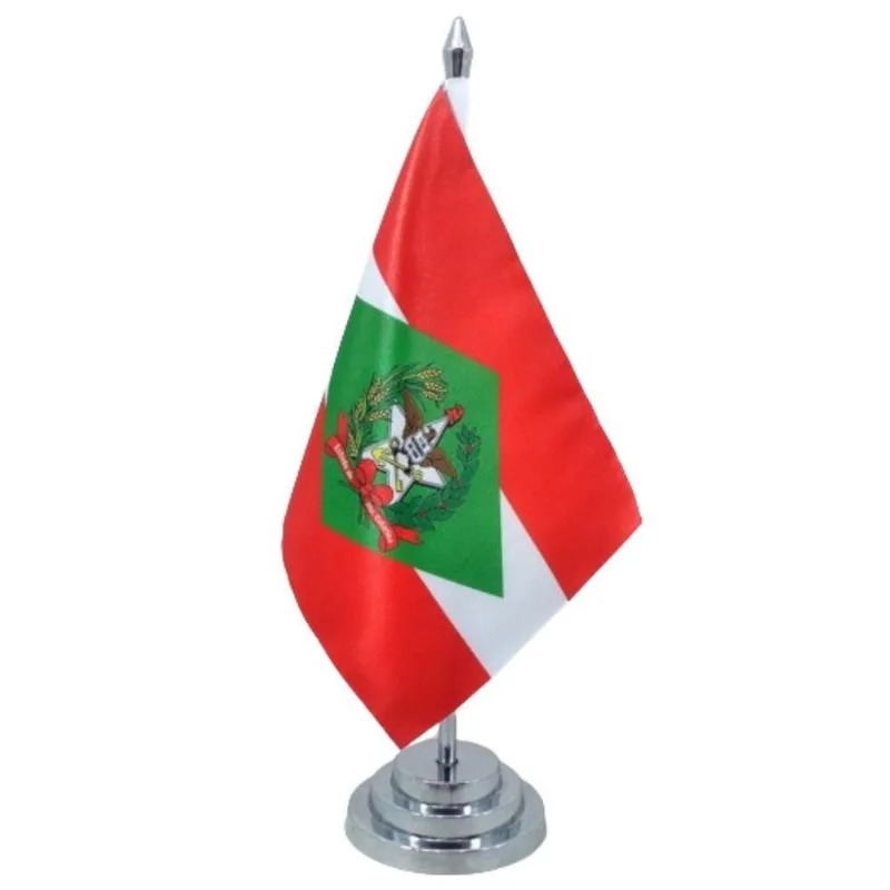 Bandeira Mesa Dupla Face Santa Catarina Mastro 29 Alt. Cetim
