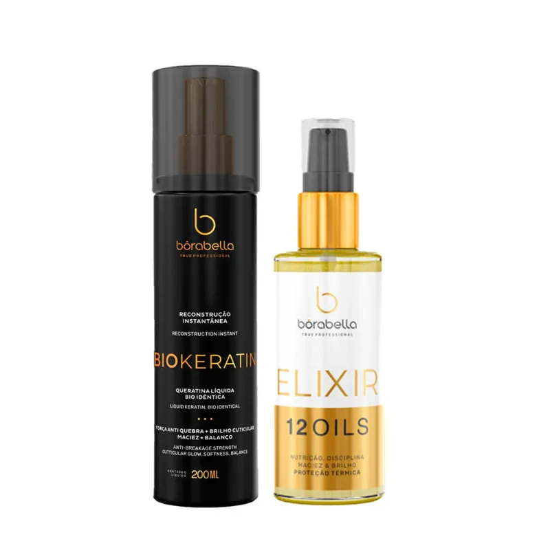 Kit BioKeratin Queratina 200ml e Óleo 12Oils 60ml Bórabella
