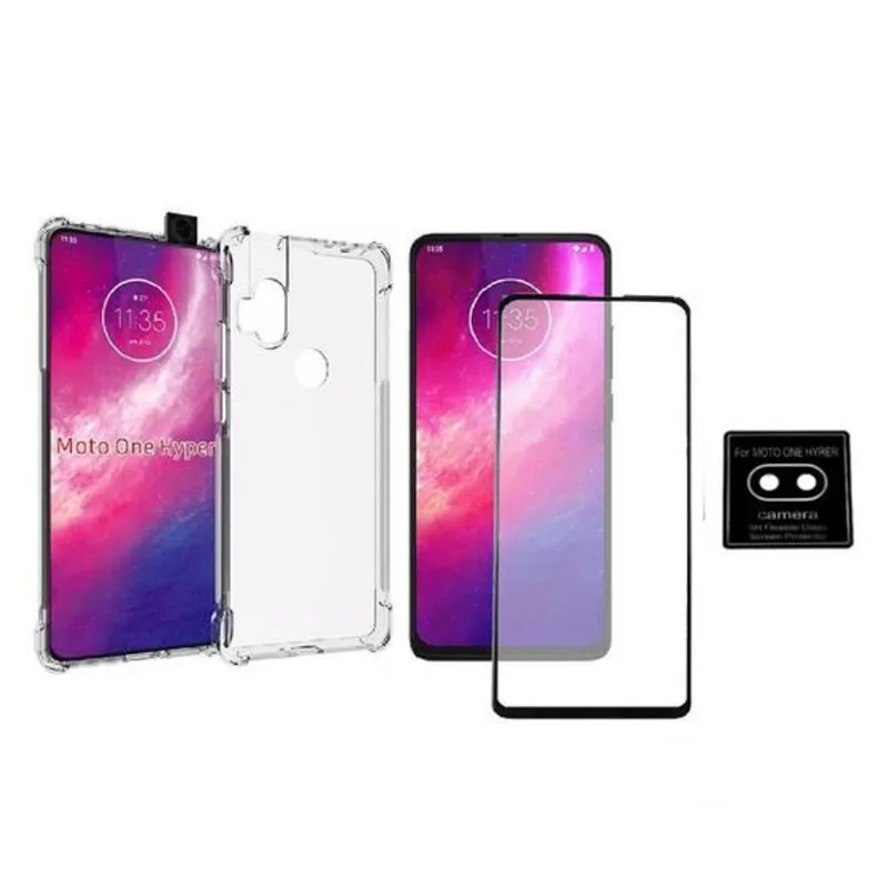 Pelicula De Vidro 3d Motorola One Hyper + Capa Anti Impacto