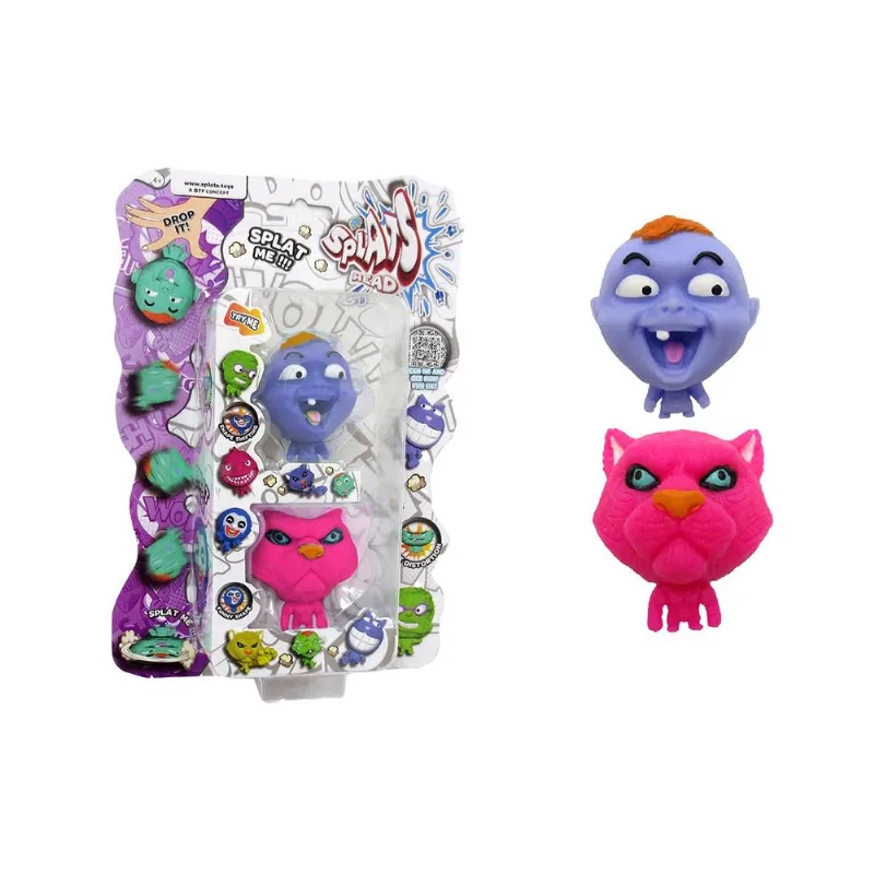 2 Bonecos Bebê Lilás E Gato Rosa - Splats Head Mini
