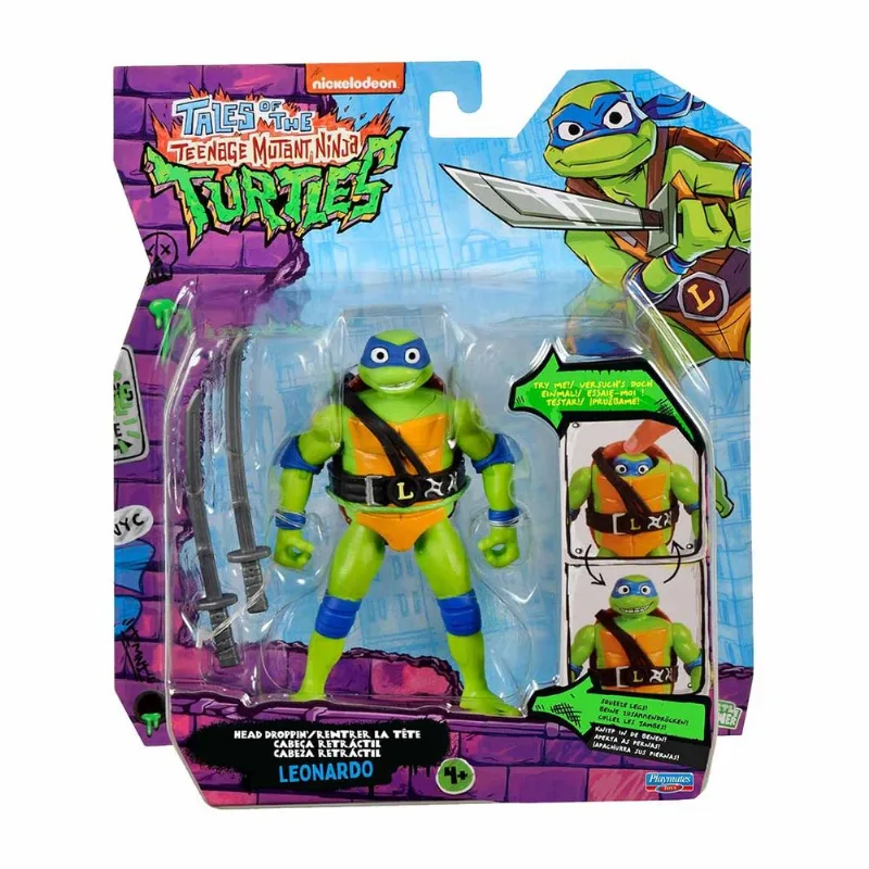 Boneco Leonardo de 10cm Cabeça Retrátil As Tartarugas Ninja