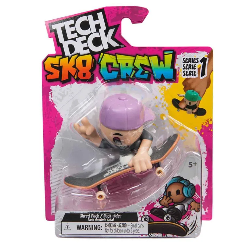 Skate de Dedo e Boneco SK8 crew (Boné Lilás) 96mm Tech Deck - Não Disponível - Brinquedos