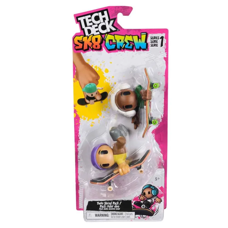 Pack 2 Skate de Dedo Bonecos SK8 crew (Fone Branco)Tech Deck - Não Disponível - Brinquedos